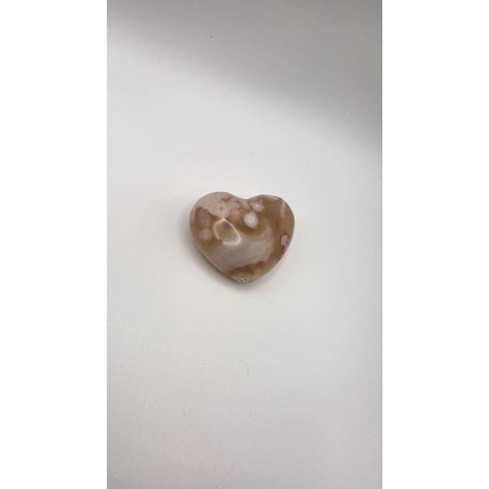 Ocean Jasper Heart Palm Stone Polished Orbicular Jasper Crystal